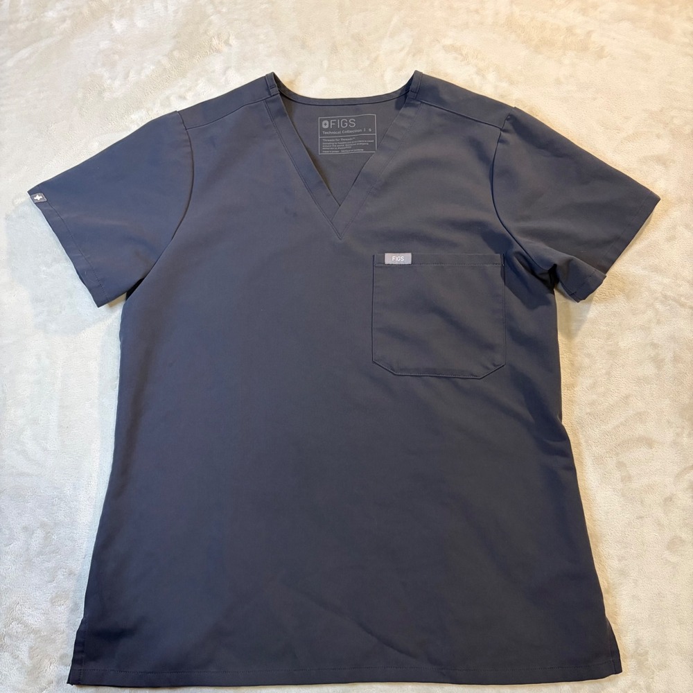 FIGS Technical Collection Casma V-Neck Scrub Top Graphite Gray Small 1000211